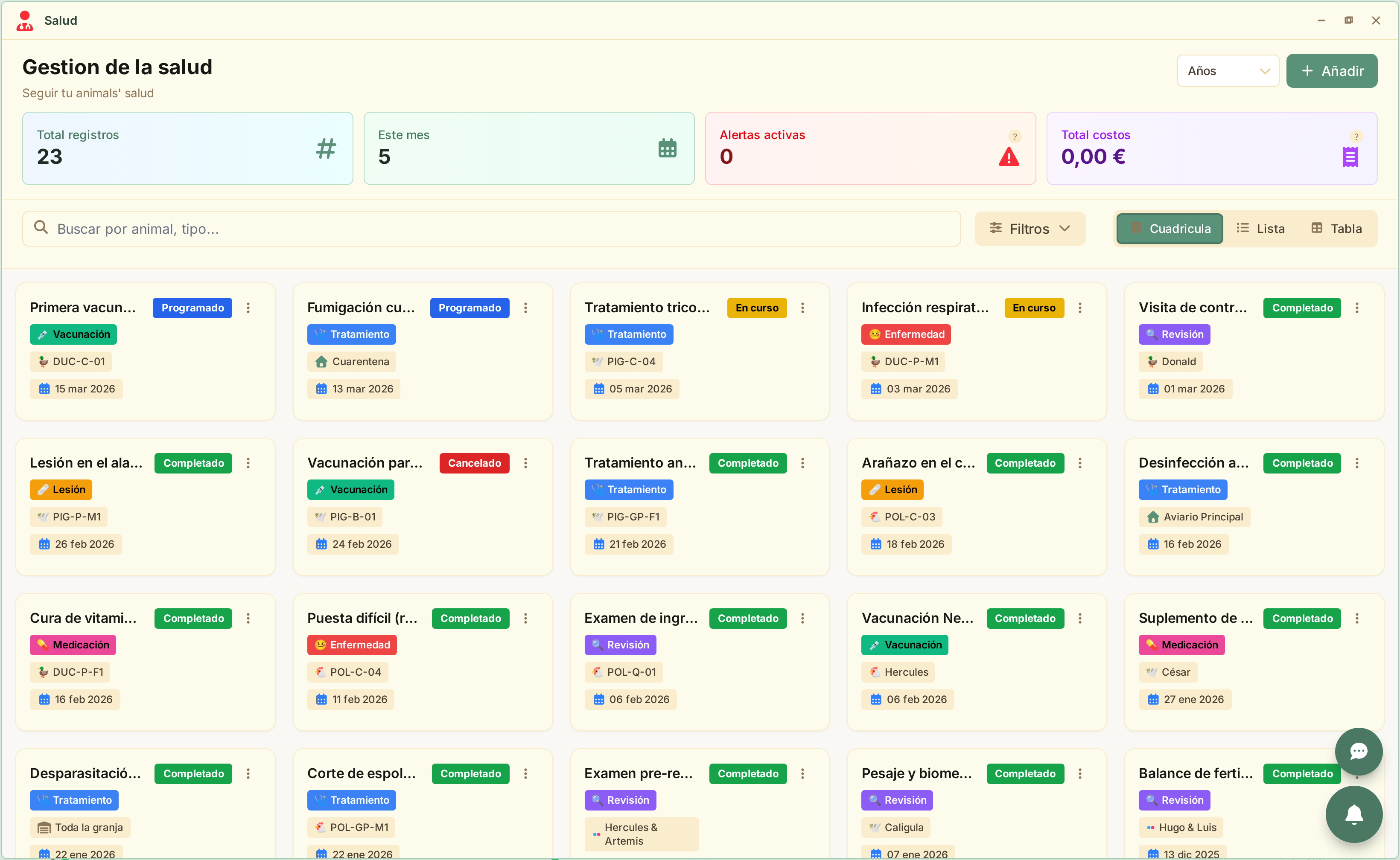 Seguimiento sanitario completo