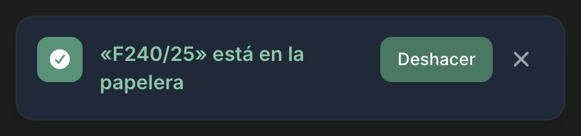 El mensaje que sigue a una eliminación, arriba a la derecha de la pantalla: permanece visible diez segundos.