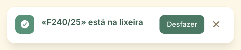 A mensagem que aparece depois de uma exclusão, no canto superior direito da tela: ela fica visível por dez segundos.